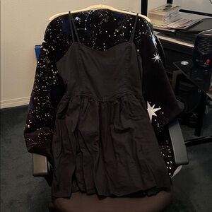 Aerie black flowy & smocked mini dress w/ pockets in Large